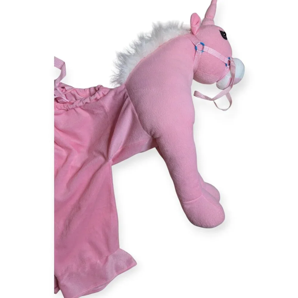 Giddy Up Pink Plush Unicorn Costume White Mane Wearable Adjustable Straps Kids